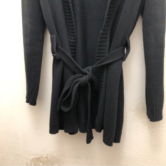 Van Heusen W Size M Long Sleeve Black Shawl Collar Open Front Cardigan Sweater - Picture 4 of 8